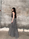 Marc Le Bihan patchwork layered skirt France Handmade MLB-2583-DUSTY GREY